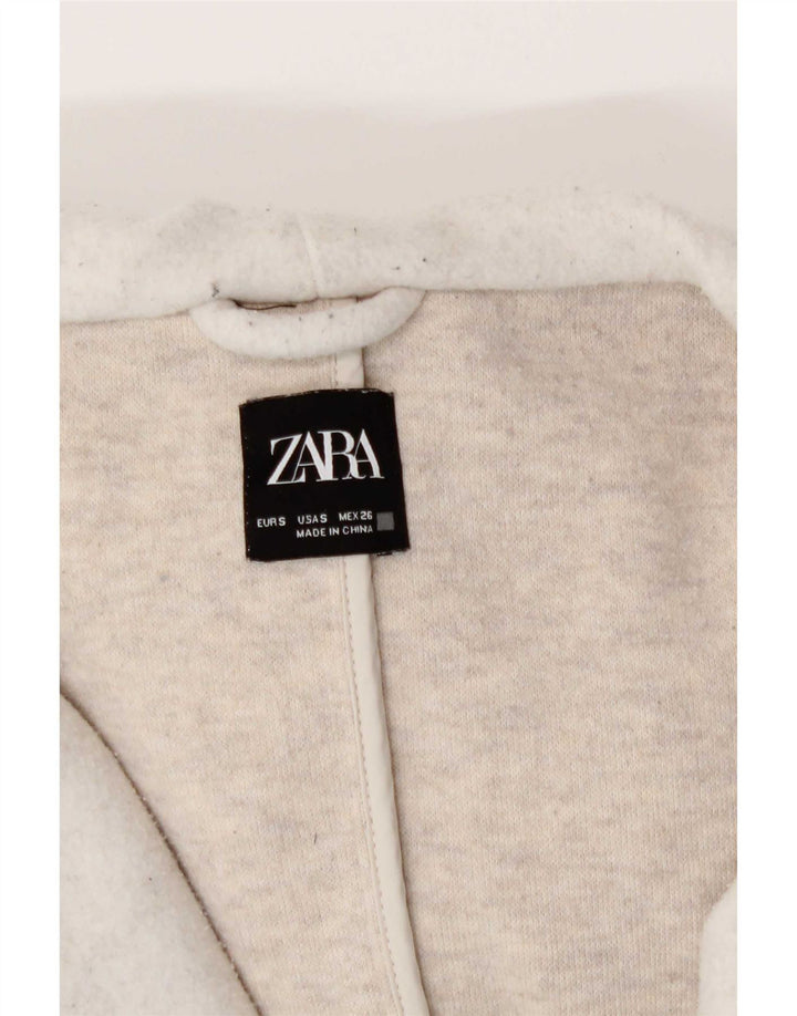 Damski płaszcz z kapturem, oversize, dwurzędowy Zara UK 10 Small Beige