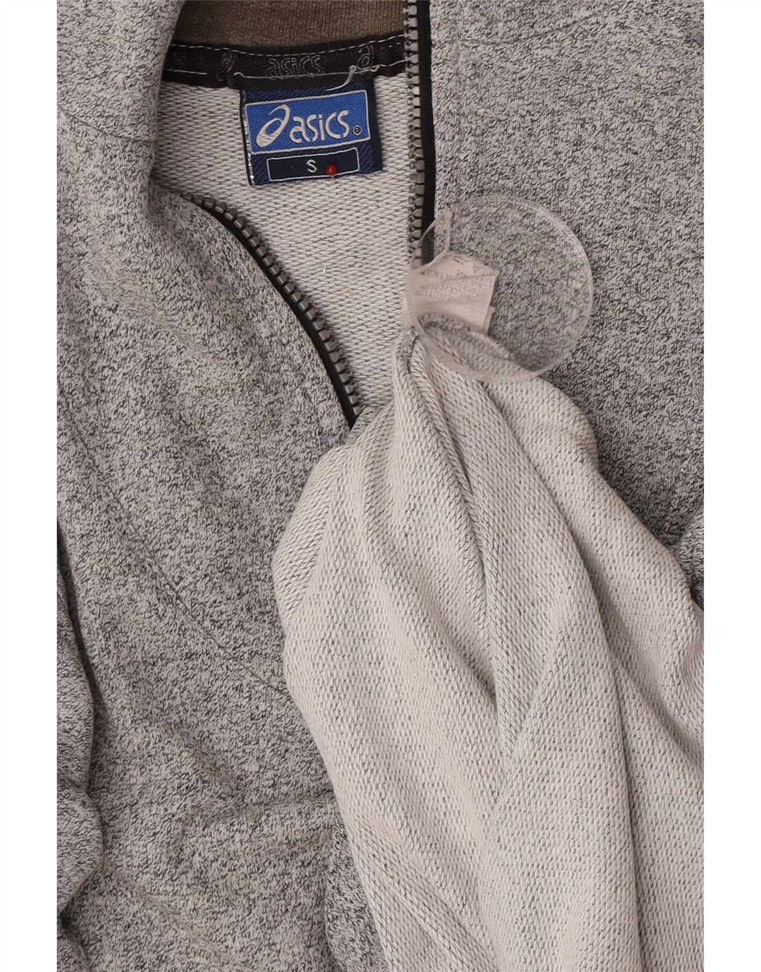 Męska bluza z kapturem i zamkiem błyskawicznym Asics, mała, szara, nakrapiana bawełna
