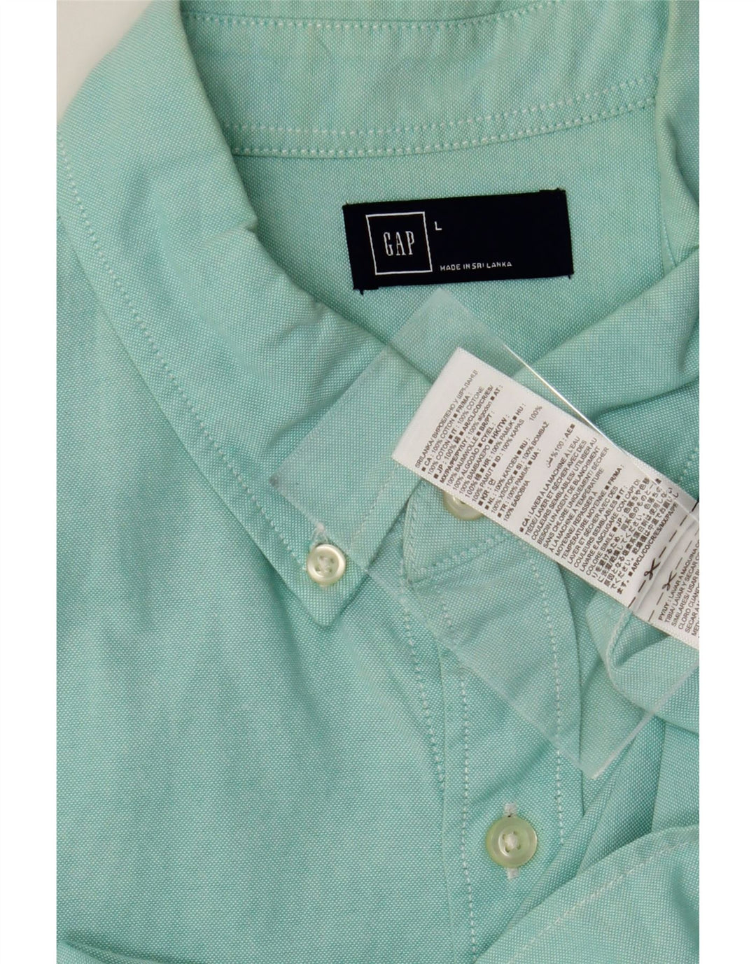GAP Mens Short Sleeve Shirt Large Turquoise Cotton Vintage Gap and Second-Hand Gap from Messina Hembry 