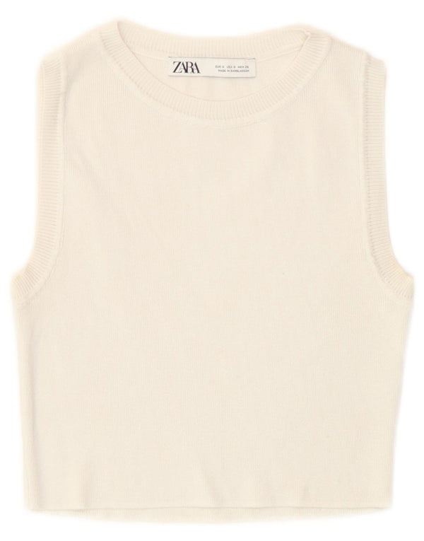 Damski podkoszulek Zara Crop Vest UK 8, mały, w kolorze złamanej bieli