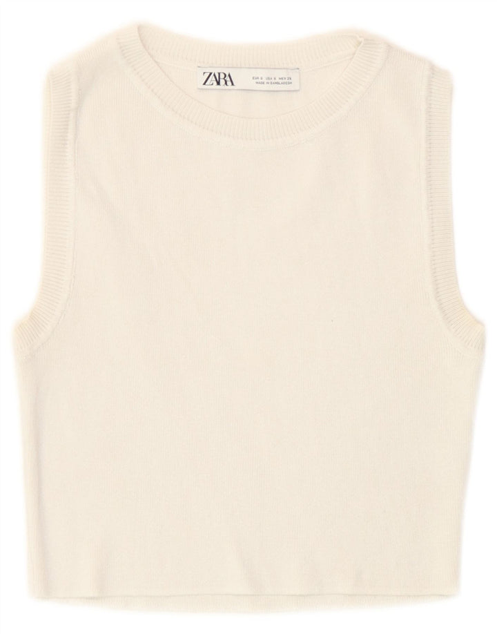 Damski podkoszulek Zara Crop Vest UK 8, mały, w kolorze złamanej bieli