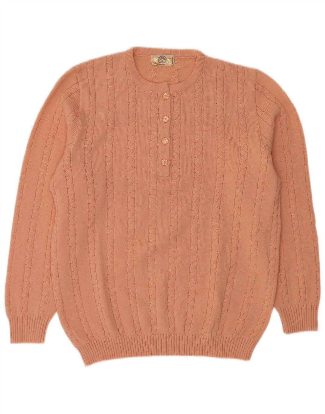 Sweter damski w stylu vintage z okrągłym dekoltem UK 16, duży, różowy, wełniany