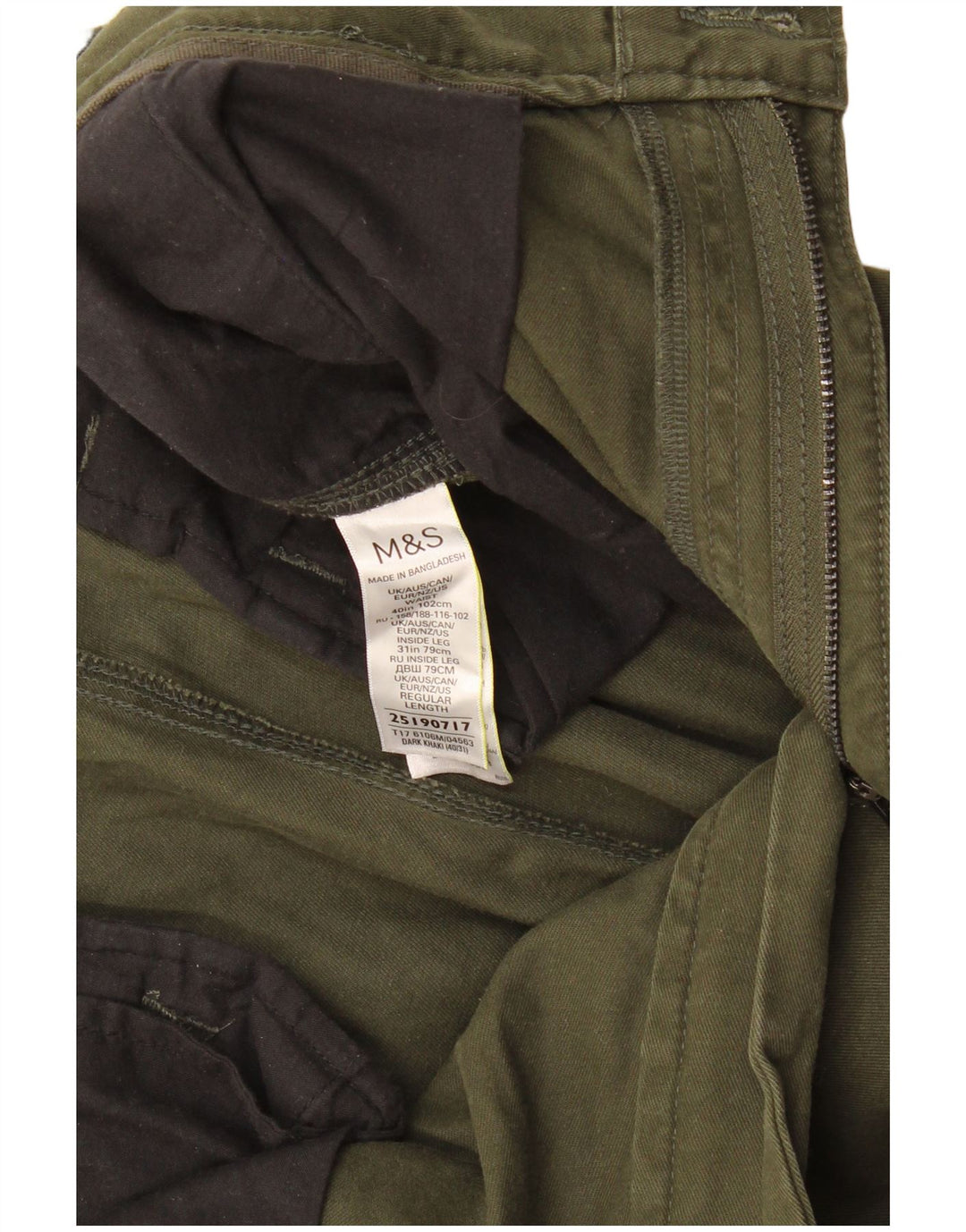Marks & Spencer Męskie proste spodnie cargo W40 L31, bawełna khaki