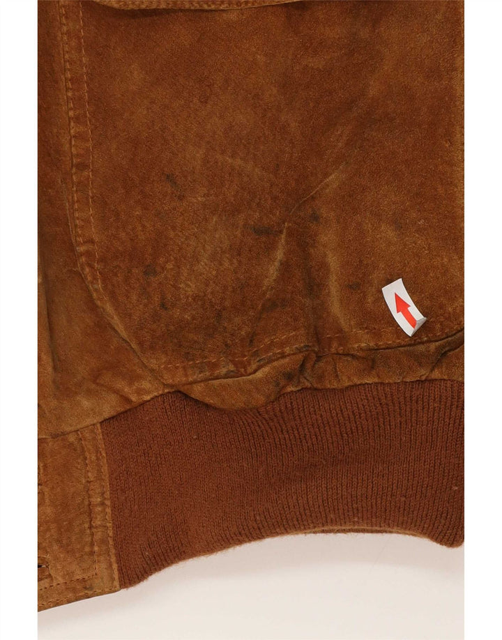 Vintage męska zamszowa kurtka bomber UK 42 XL brązowa skóra