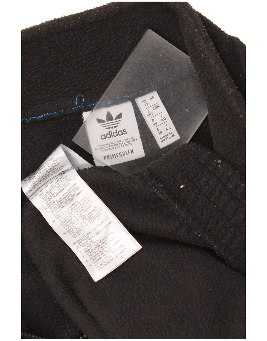 Damska bluza polarowa Adidas z zamkiem błyskawicznym, oversize UK 12, średni czarny poliester