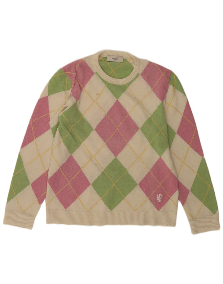 Pringle Męski sweter z okrągłym dekoltem Średni wielobarwny Argyle/Diament