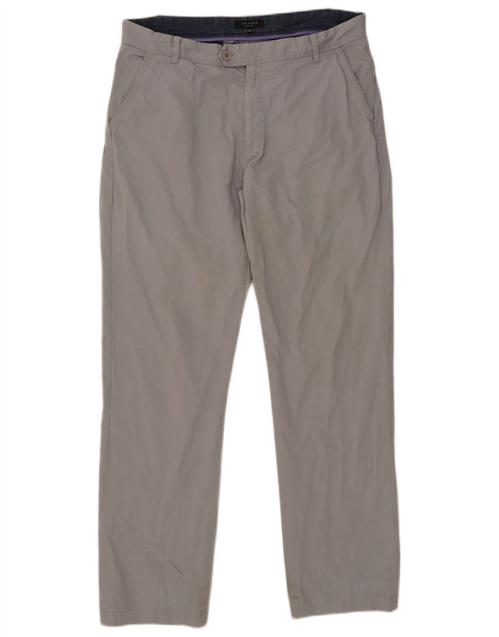 Męskie proste spodnie chino Ted Baker W36 L31, szare, bawełniane