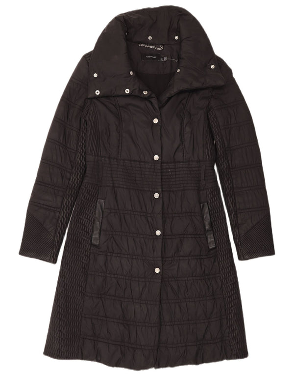 Karen Millen Męski ocieplany płaszcz UK 10 Mały czarny poliamid