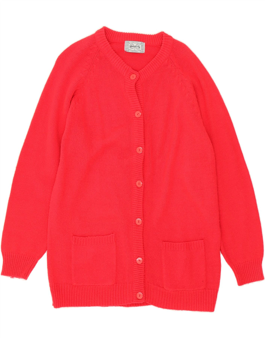 VINTAGE Womens Longline Cardigan Sweater One Size Red Acrylic Vintage Vintage and Second-Hand Vintage from Messina Hembry 
