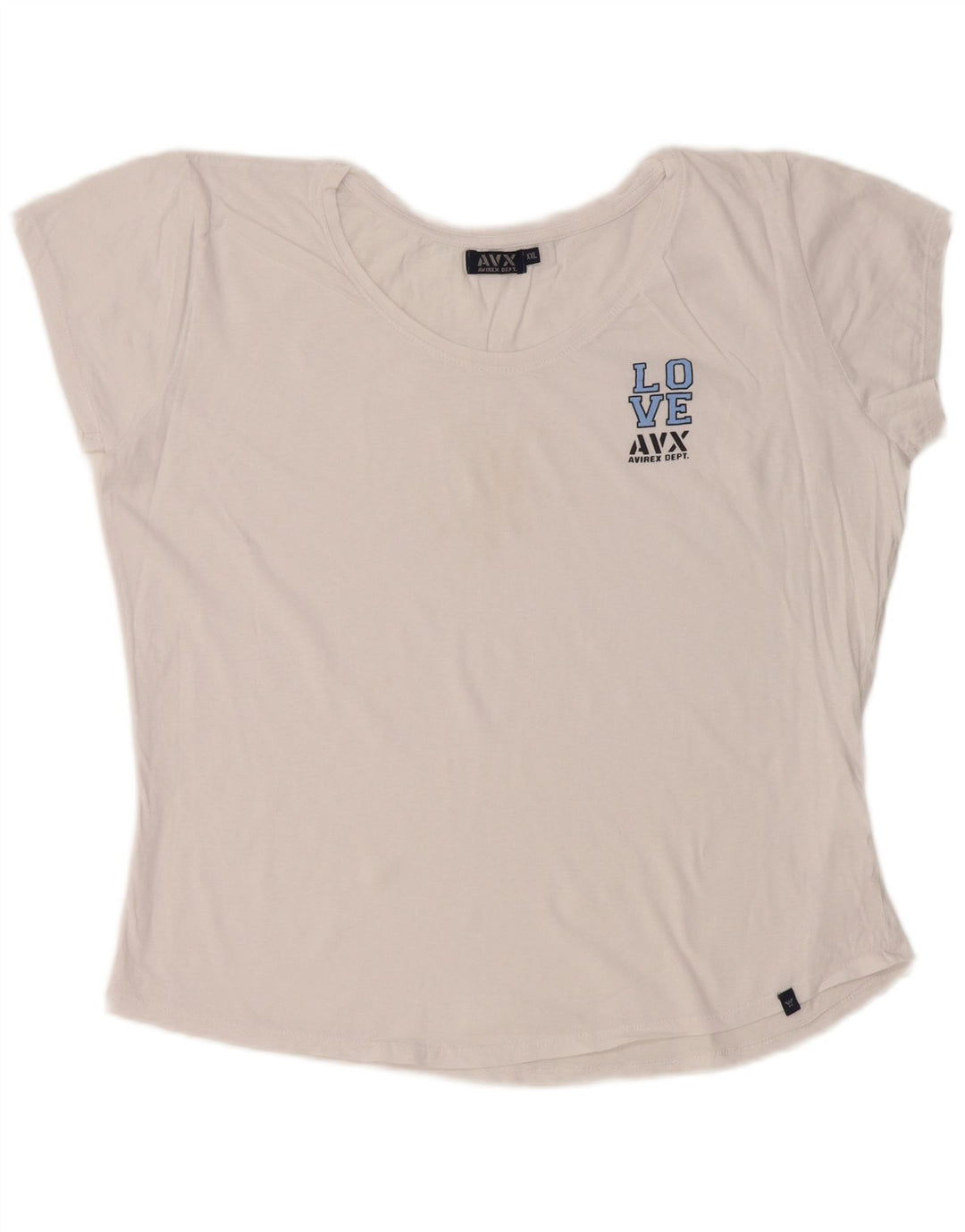 Damska koszulka z krótkim rękawem AVIREX z grafiką, UK 22 2XL, biała bawełna