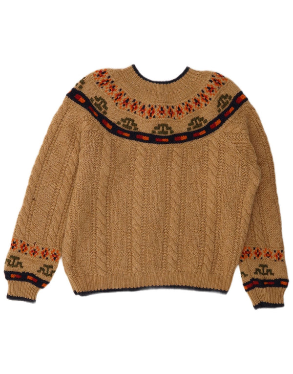 Sweter damski BENETTON UK 14 Large Beżowy Fair Isle