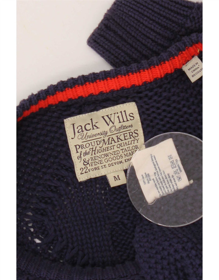 Jack Wills Męski sweter z dekoltem w łódkę, średni granatowy, bawełniany