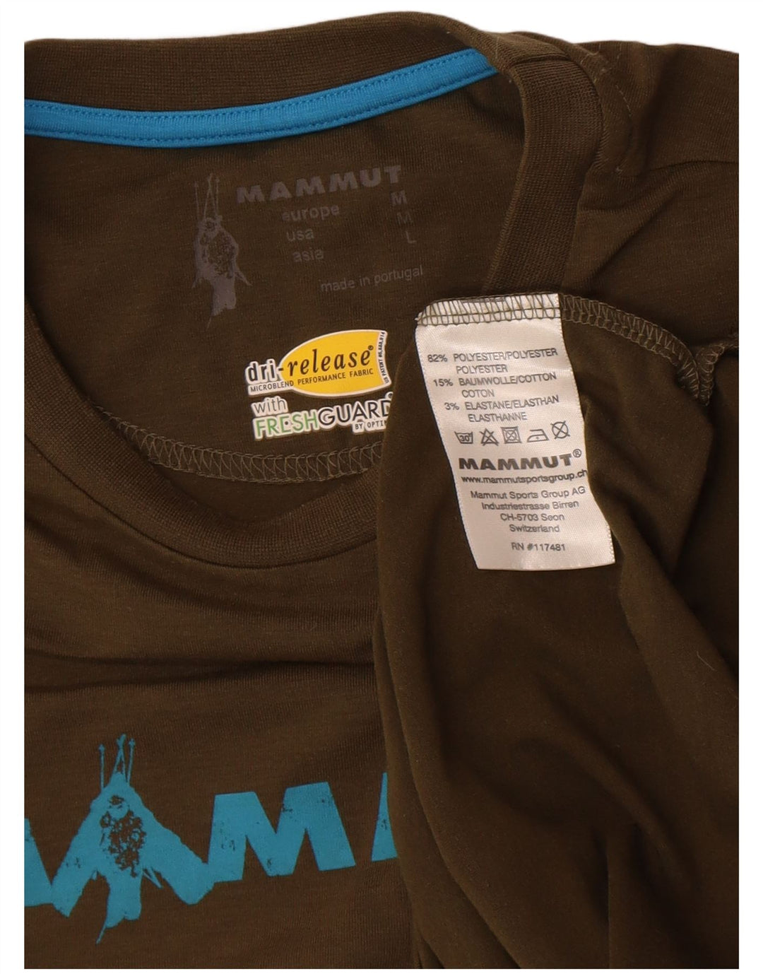 Męski top graficzny Mammut z długim rękawem, średni khaki, poliester