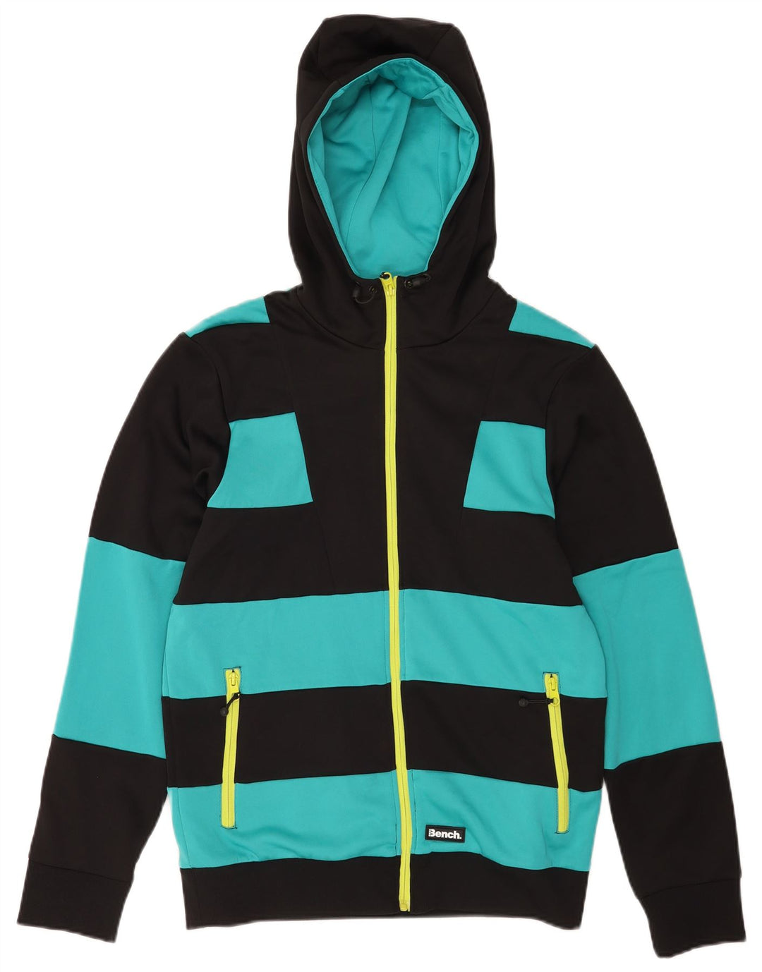 Męski sweter z kapturem i zamkiem błyskawicznym Bench, poliester w kolorze średniej czerni