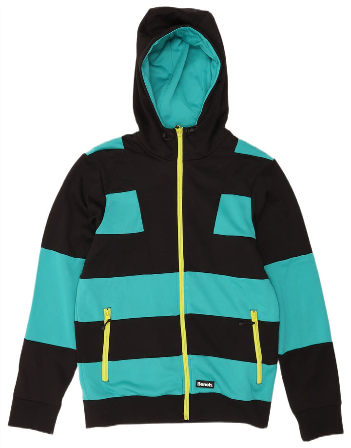 Męski sweter z kapturem i zamkiem błyskawicznym Bench, poliester w kolorze średniej czerni