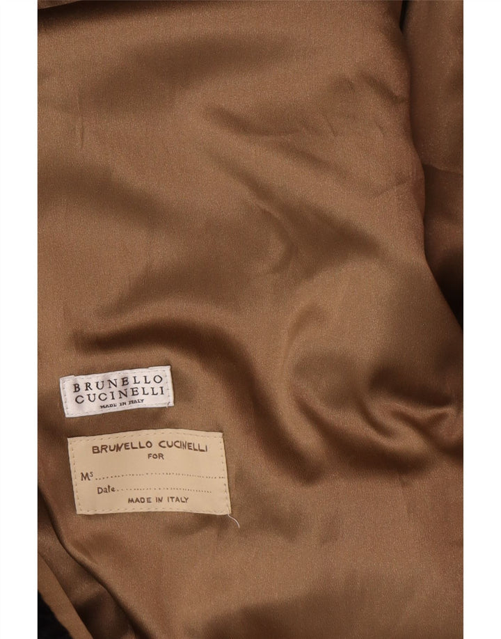 BRUNELLO CUCINELLI Damski płaszcz dwurzędowy EU 40, mały, czarny, klasyczny