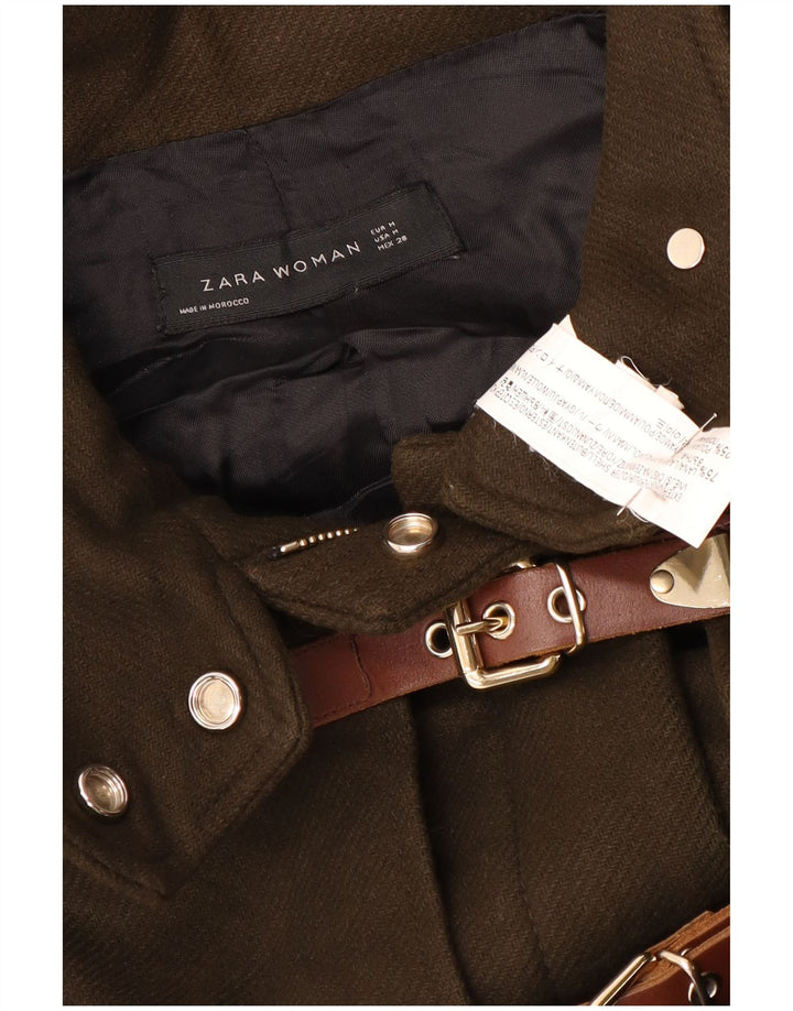 Damska kurtka wiatrówka z kapturem Zara UK 14, średnia wełna khaki