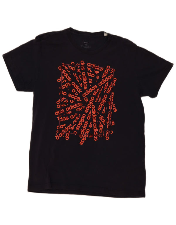 Adidas Mens Graphic T-Shirt Top Medium Navy Blue Cotton