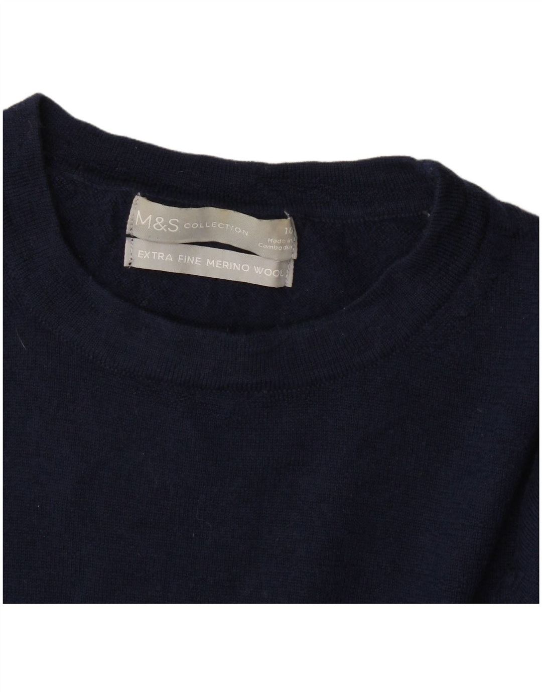 Sweter damski Marks & Spencer z okrągłym dekoltem, UK 10, mały, granatowy