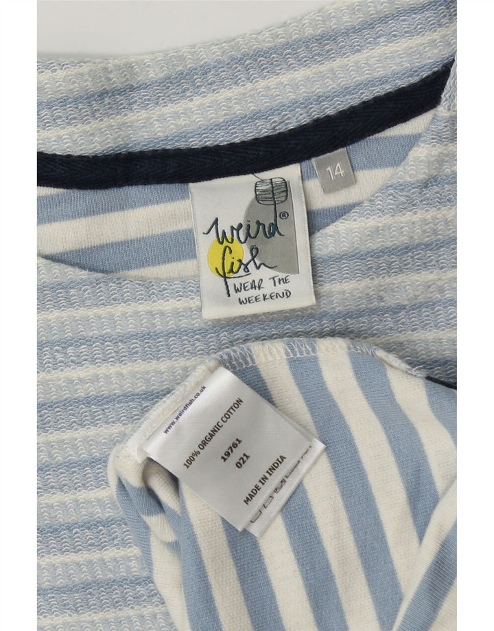 Damska bluza Weird Fish UK 14, duża, bawełniana w niebieskie paski