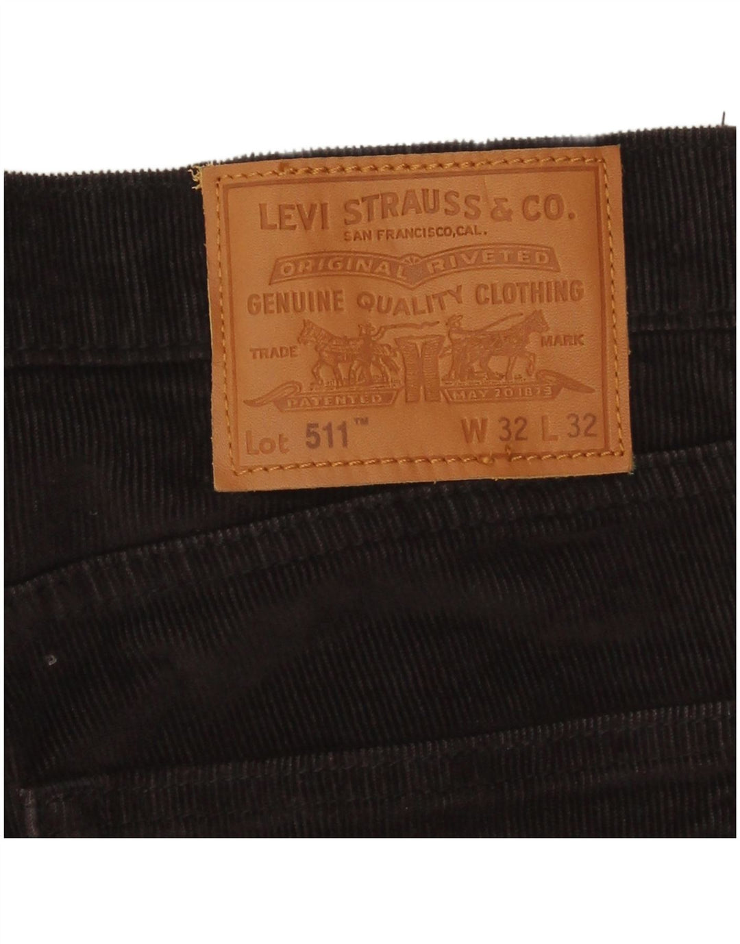 Męskie spodnie sztruksowe Levi's 511 Slim W32 L29 Czarna bawełna