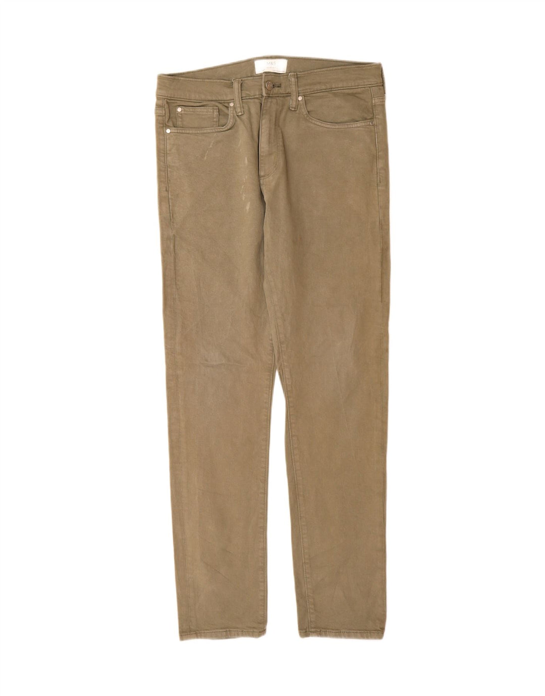 Marks & Spencer Męskie jeansy slim W32 L33, bawełna khaki