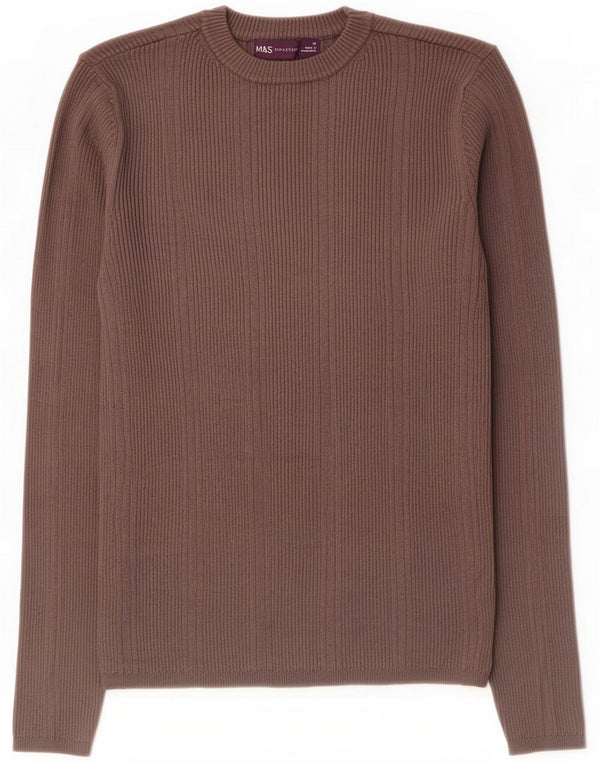 Marks & Spencer Damski sweter z okrągłym dekoltem UK 12 Medium Khaki Wiskoza