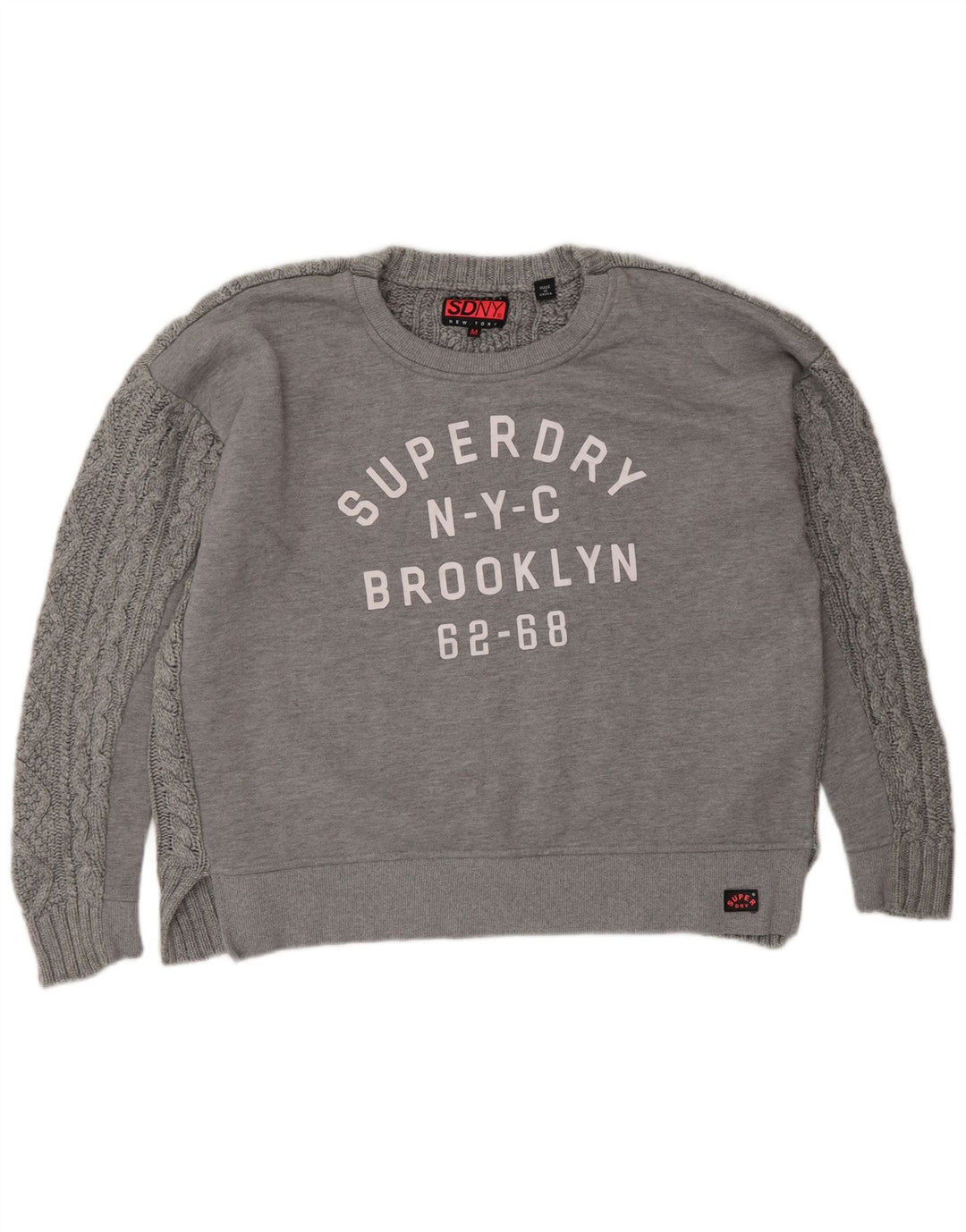 SUPERDRY Damski sweter oversize z grafiką UK 14, średni szary