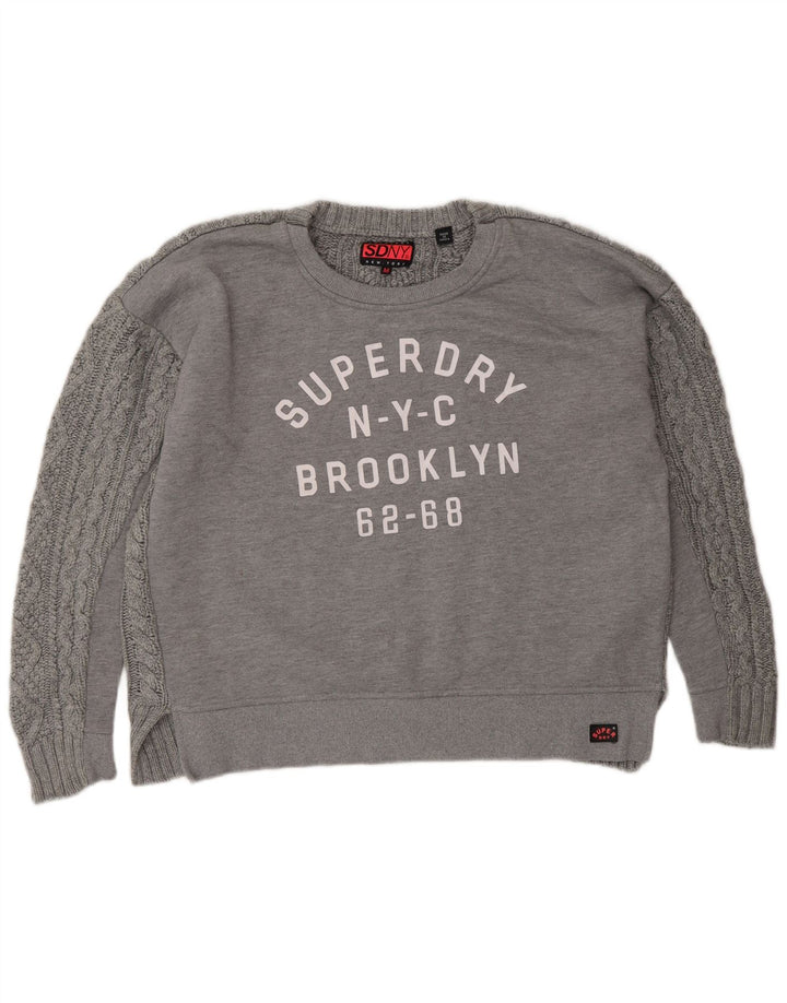 SUPERDRY Damski sweter oversize z grafiką UK 14, średni szary