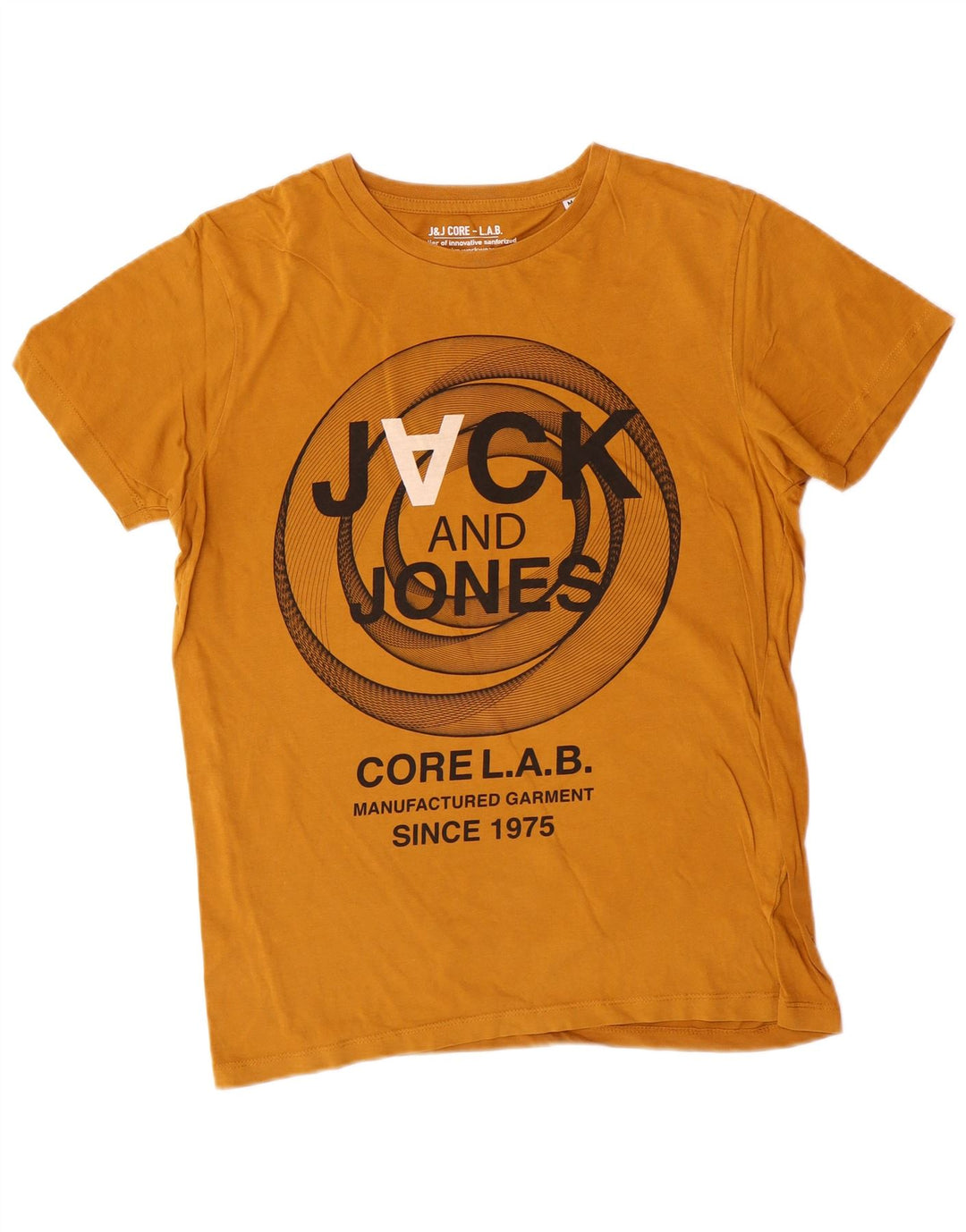 Męska koszulka z grafiką JACK & JONES, średnia żółta bawełna