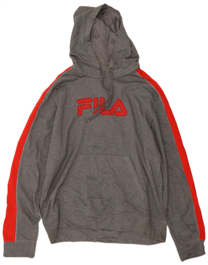 Męski sweter z kapturem Fila 2XL Szary poliester z blokami kolorów