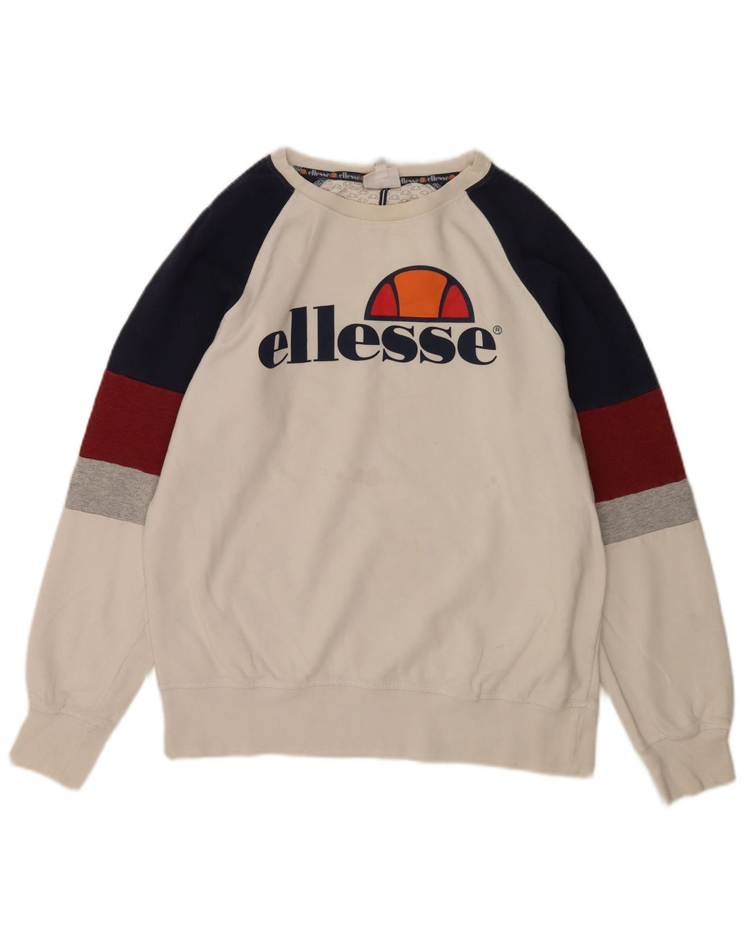 Męska bluza z grafiką Ellesse, mała, biała, bawełniana w bloki kolorów