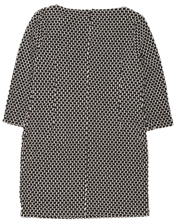 M&Co Womens 3/4 Sleeve Shift Dress UK 20 2XL Black Geometric