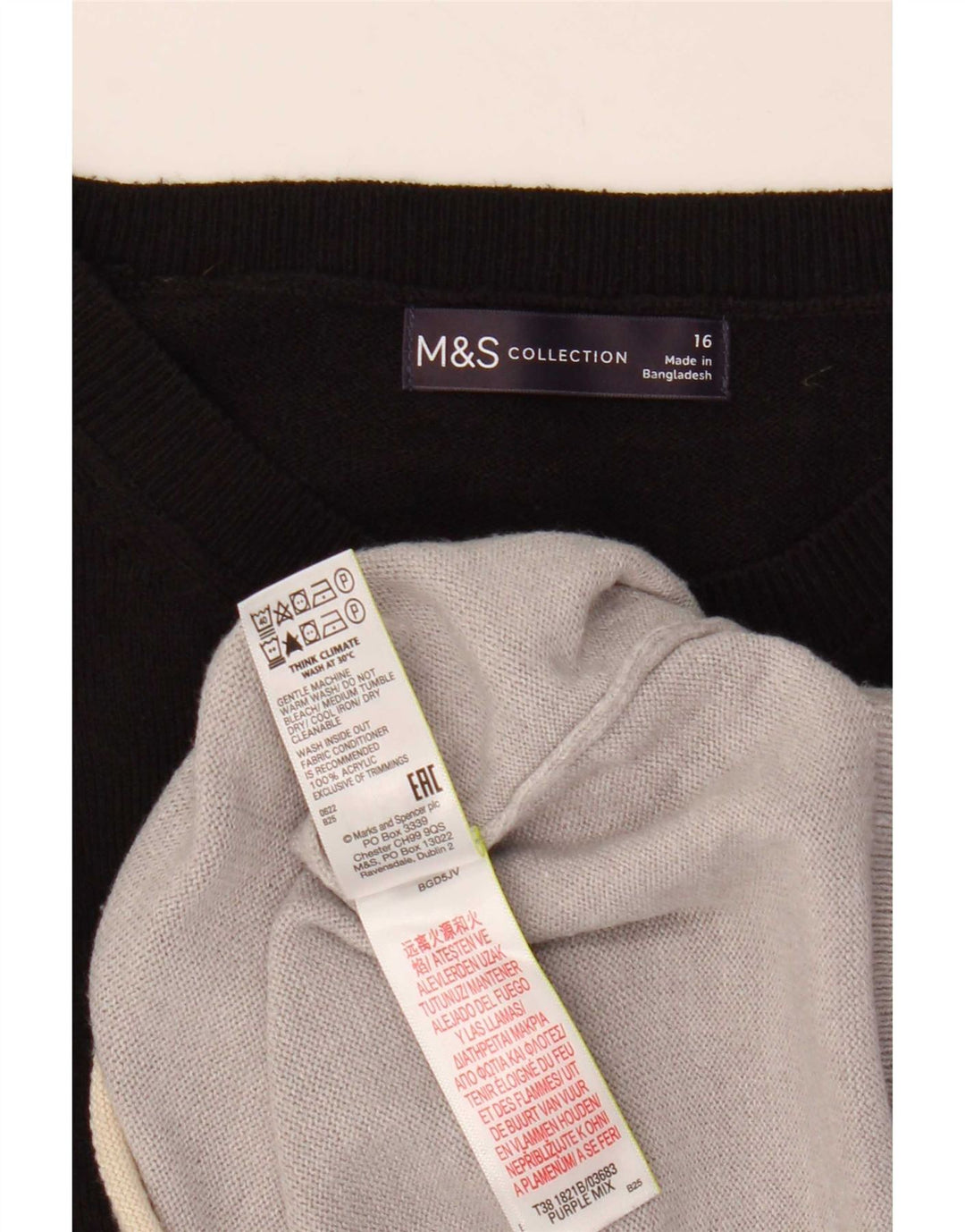 Marks & Spencer Damski sweter z dekoltem w łódkę, UK 16, duży, wielokolorowy