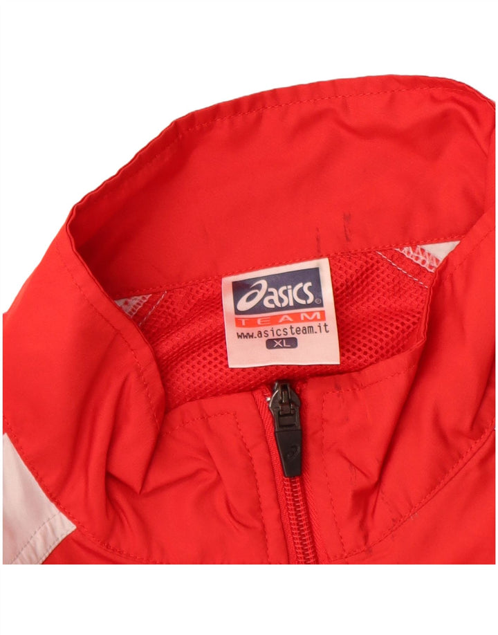 Męska kurtka przeciwdeszczowa ASICS UK 42 XL, czerwony poliester z blokami kolorów