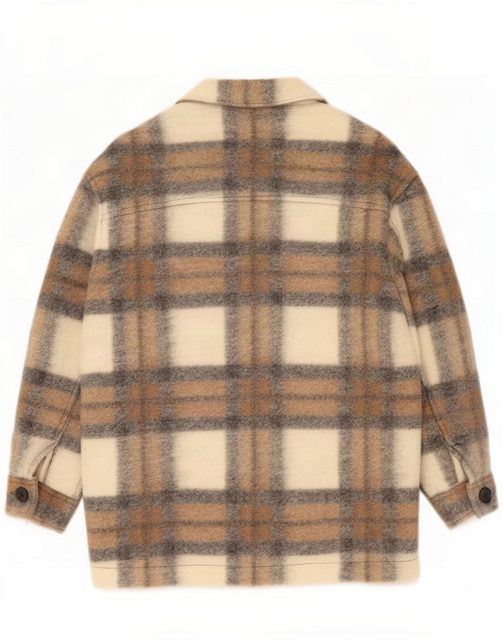 Damska kurtka typu oversize Utility UK 14 Zara w średnią beżową kratę, poliester
