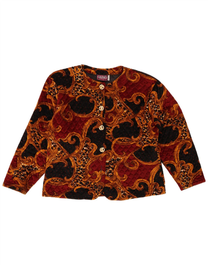 Damski krótki kardigan VINTAGE UK 14, duży, wielokolorowy octan paisley