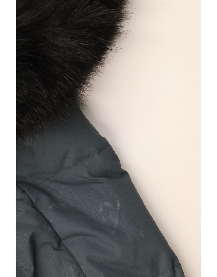 Damska wyściełana kurtka bomber z kapturem i kapturem Superdry UK 14, średni niebieski, blok kolorów