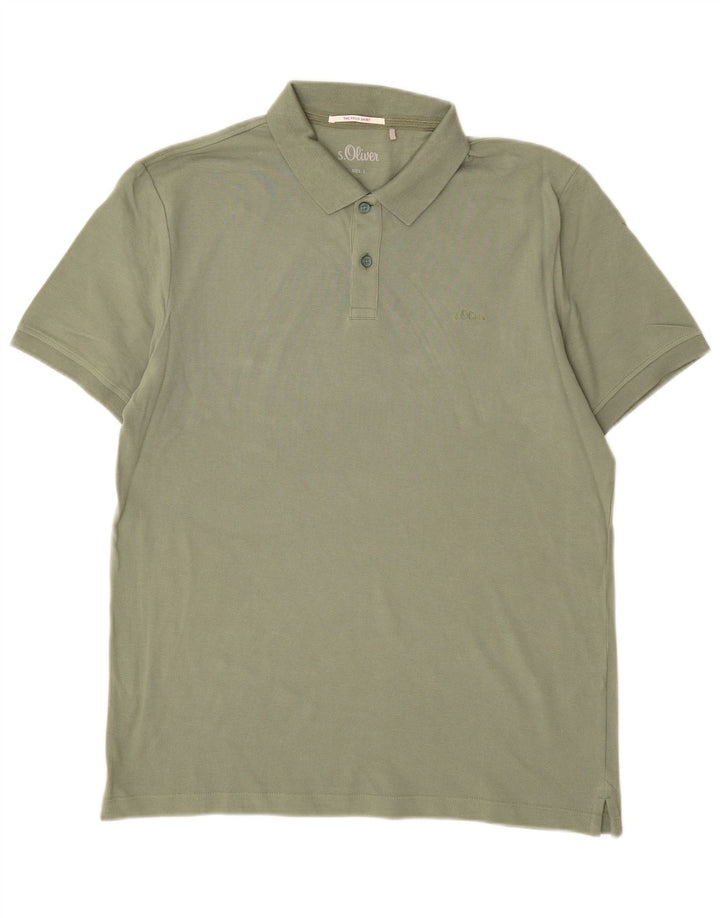 Męska koszulka polo S.Oliver, duża, zielona, bawełniana
