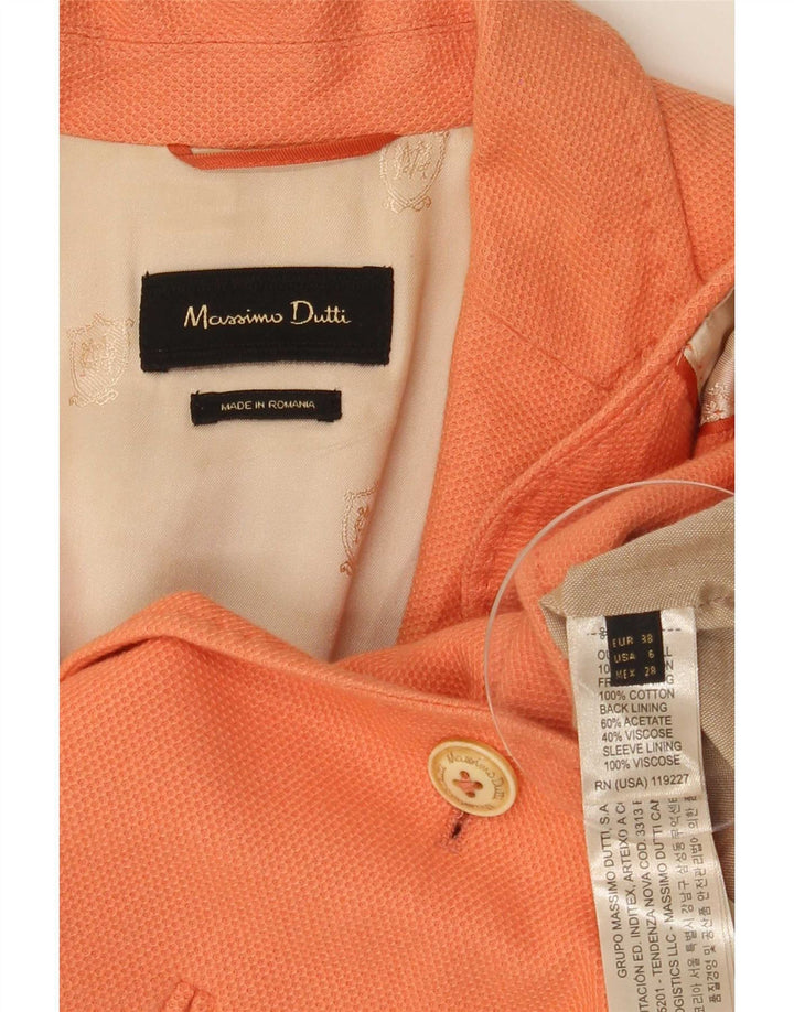 Massimo Dutti Damska marynarka zapinana na 1 guzik EU 38 Mała Pomarańczowa Bawełna