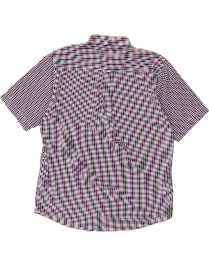 JAMES PRINGLE Mens Short Sleeve Shirt Large Purple Check Cotton Vintage James Pringle and Second-Hand James Pringle from Messina Hembry 