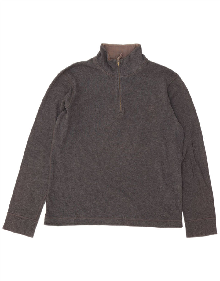 TIMBERLAND Mens Regular Fit Zip Neck Sweatshirt Jumper Large Grey Cotton Vintage Timberland and Second-Hand Timberland from Messina Hembry 