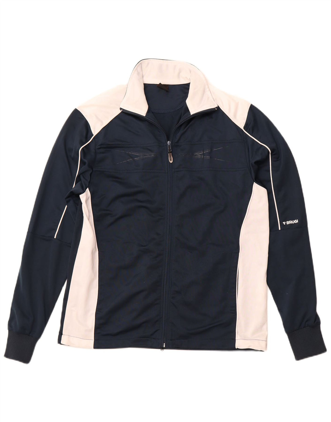 Męska kurtka dresowa BRUGI, średni granatowy, poliester z blokami kolorów