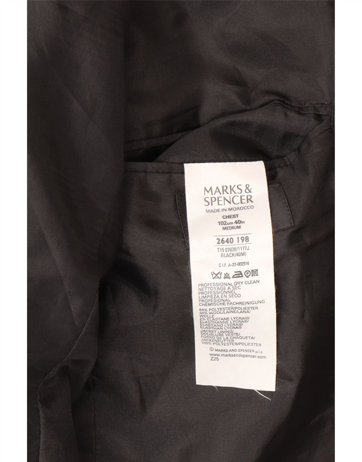 Marks & Spencer Męska marynarka zapinana na 3 guziki, UK 40, średni czarny poliester