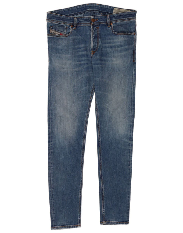 Diesel Mens Sleenker Slim Skinny Jeans W33 L32 Blue Cotton