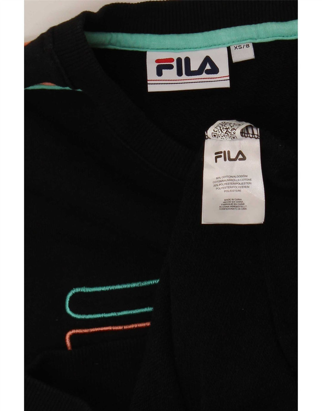 Damska bluza z grafiką Fila, UK 8, mała, czarna bawełna