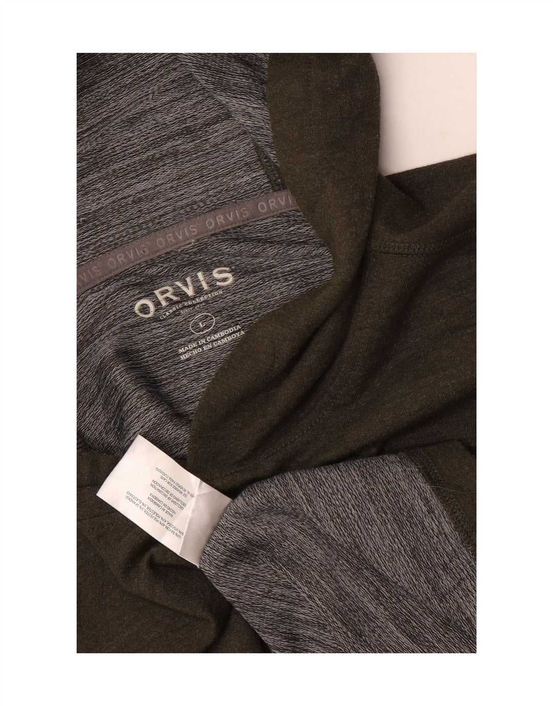 Męski sweter z kapturem Orvis, duży, ze sztucznego jedwabiu khaki
