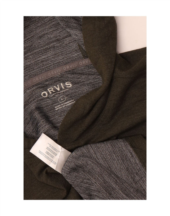 Męski sweter z kapturem Orvis, duży, ze sztucznego jedwabiu khaki