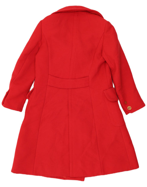 Vintage damski płaszcz dwurzędowy UK 12 średni czerwony