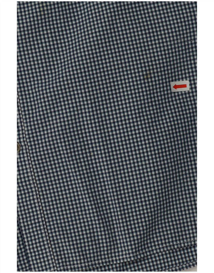 TED BAKER Mens Shirt Size 4 Large Navy Blue Gingham Cotton